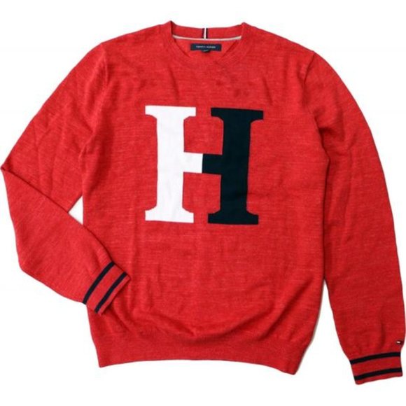 Tommy Hilfiger Red Sweater Small Men's Crewneck - Picture 1 of 7